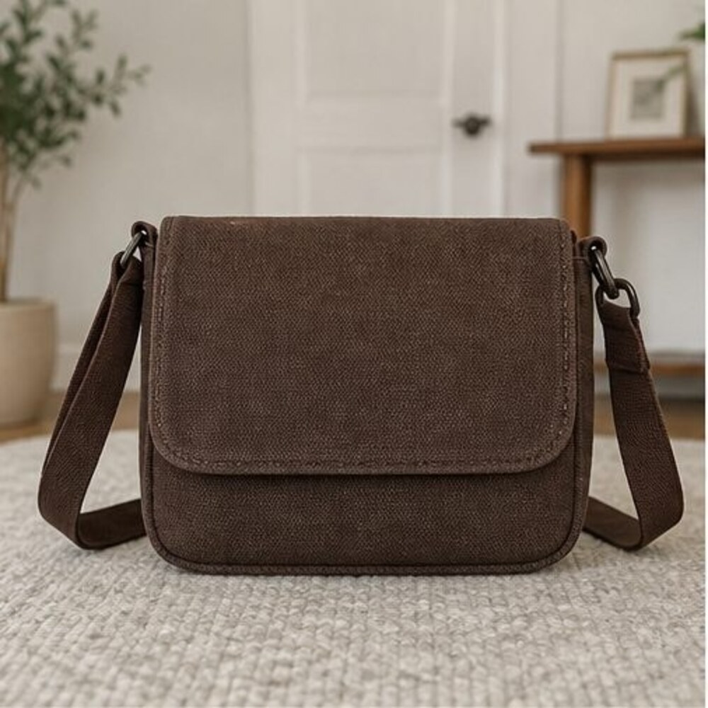Brown Canvas Crossbody Bag